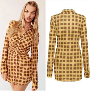 With Jean Andy Dress in Yellow Check-sz Small NEW with tags !